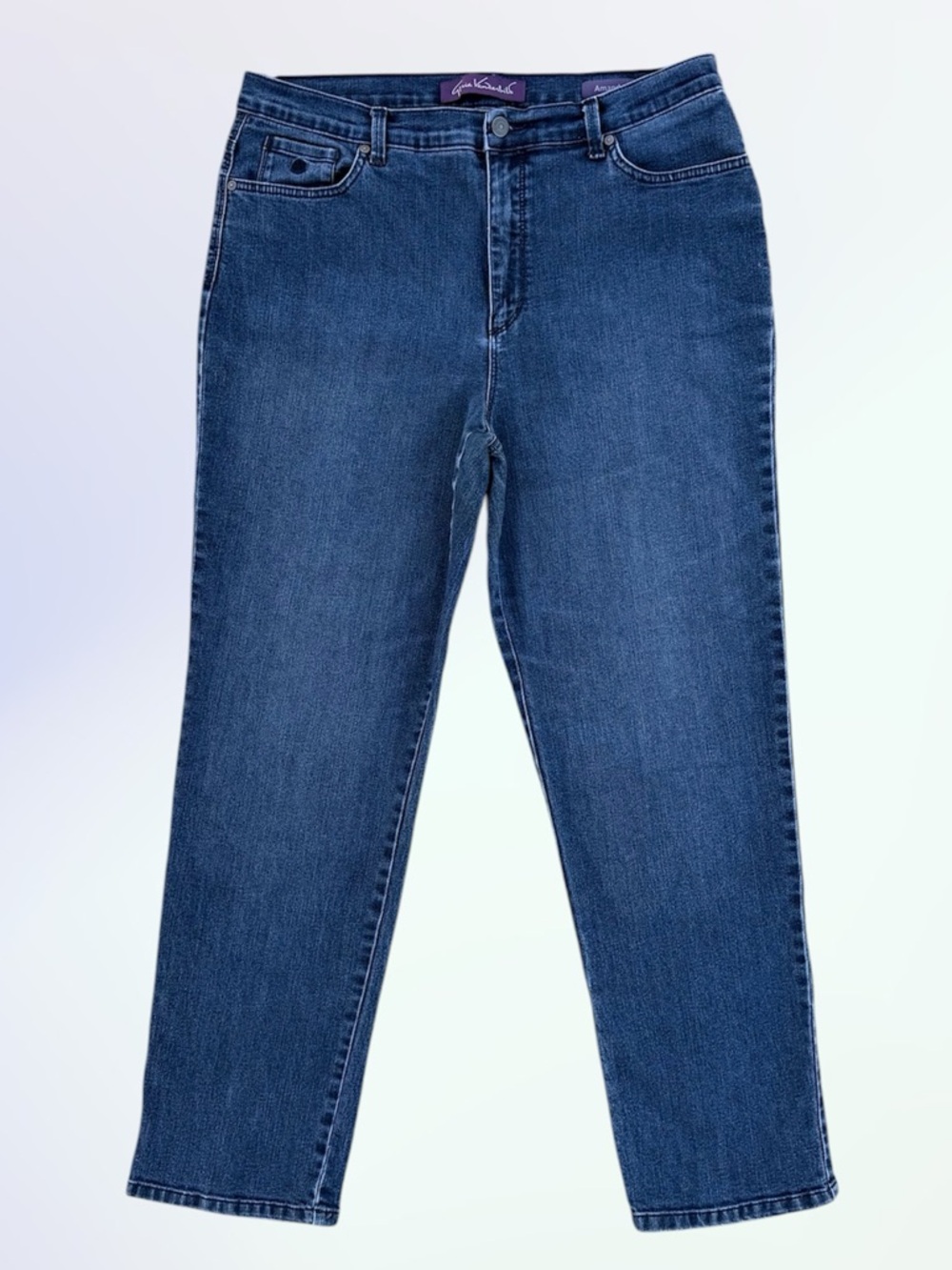 Gloria Vanderbilt Blue Amanda High Rise Straight Leg Stretch Jeans ~ Women’s 16